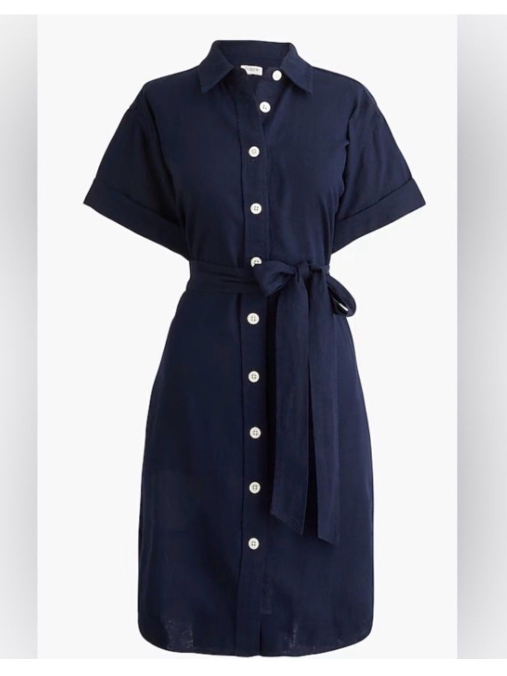 NWT J Crew Capitaine belted linen shirt dress - navy size XXS